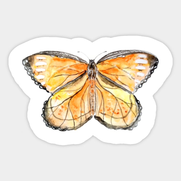 orange and black butterflies watercolor 1 Sticker by colorandcolor